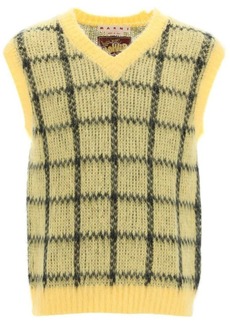 Marni brushed-mohair vest with check motif