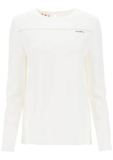 Marni cady blouse with logo embroidery