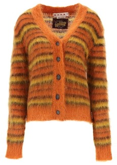 Marni cardigan in striped brushed mohair