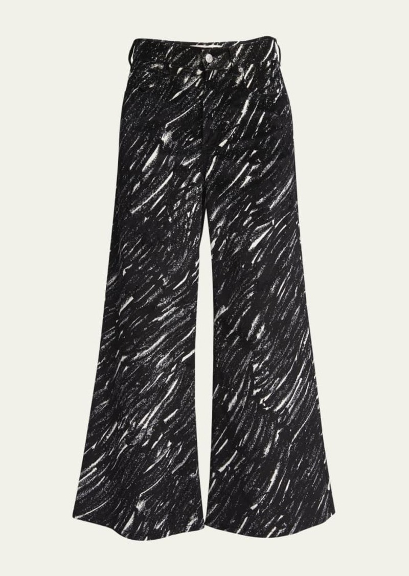 Marni Crayon Flock Denim Wide Leg Trousers