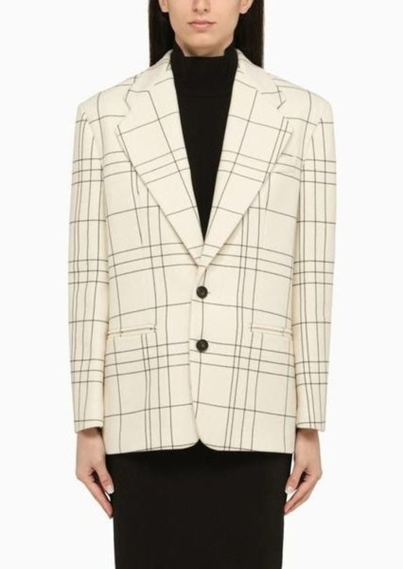 Marni Cream single-breasted jacket with check motif