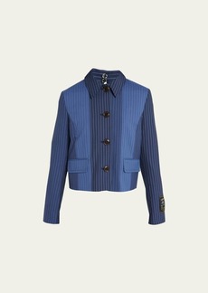 Marni Cropped Contrast Pinstripe Shirt Jacket