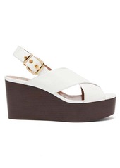 Marni Crossover-strap leather slingback wedge sandals