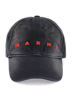 Marni denim baseball cap with logo embroidery