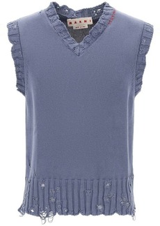 Marni destroyed-effect vest in cotton