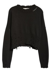 Marni Distressed Cotton Crop Sweater