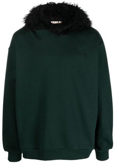MARNI Faux fur collar cotton sweatshirt