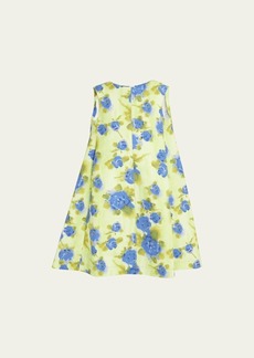 Marni Flared Floral-Print Dress with Wide Cape Back