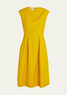 Marni Flared Midi Dress with Pleated Detail