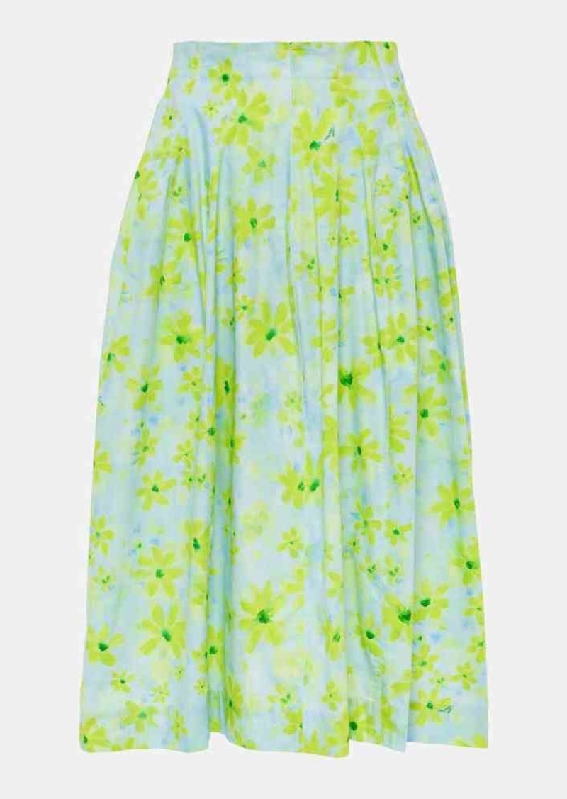 Marni Floral cotton poplin midi skirt