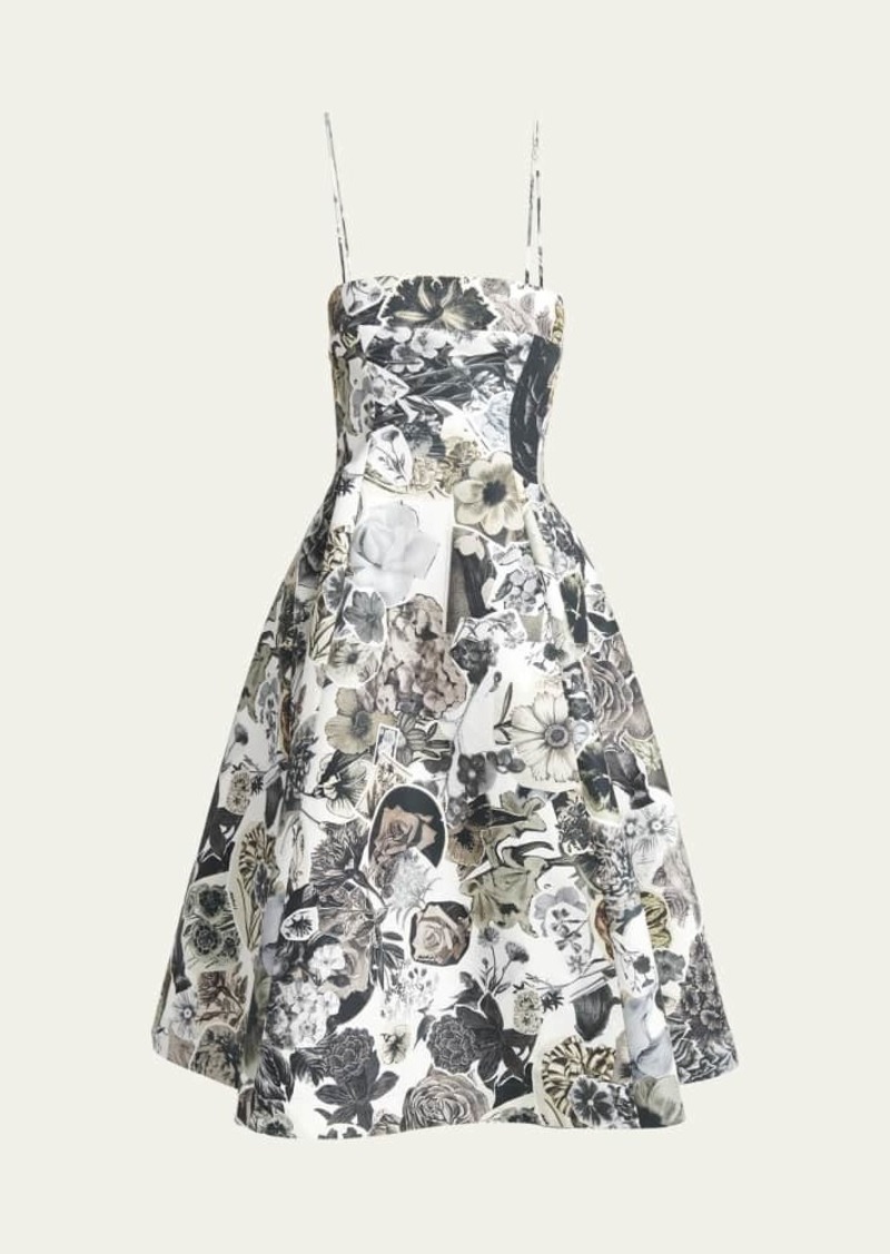 Marni Floral-Print Fit-Flare MidiDress with Bustier Top