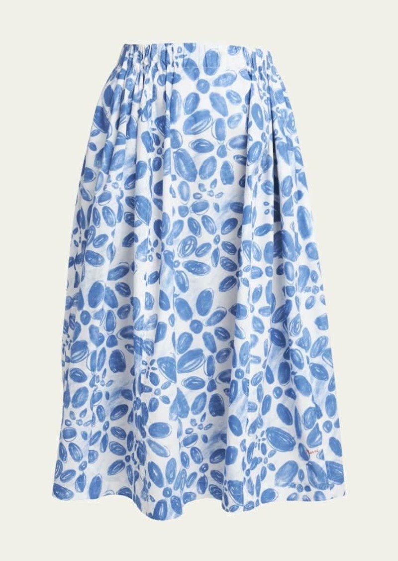 Marni Floral Print Midi Skirt