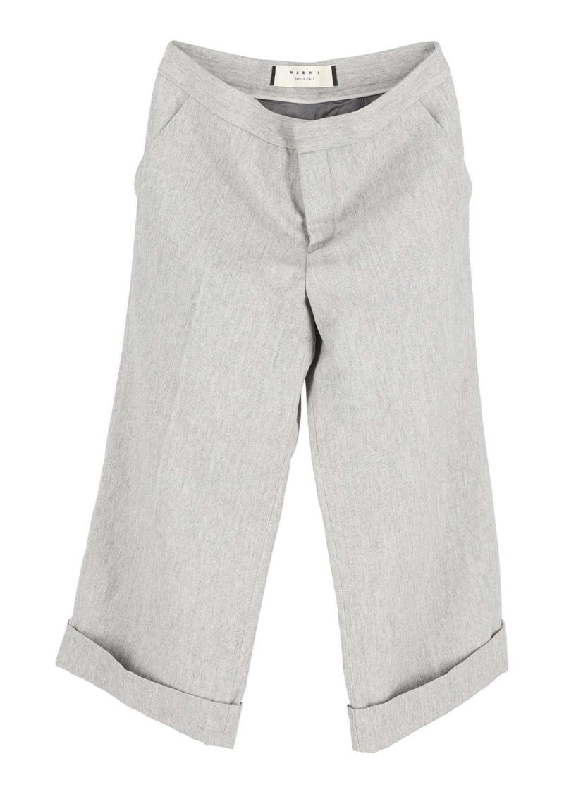 Marni Folded Hem Trousers in Grey Cupro