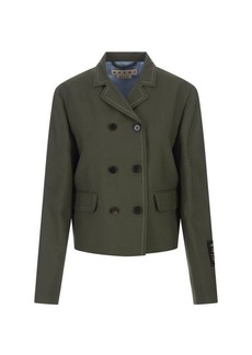 MARNI Forest Double-Breasted Jacket With Contrast Stitching