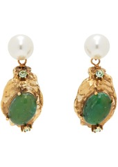 Marni Gold & Green Gemstones & Pearl Drop Earrings