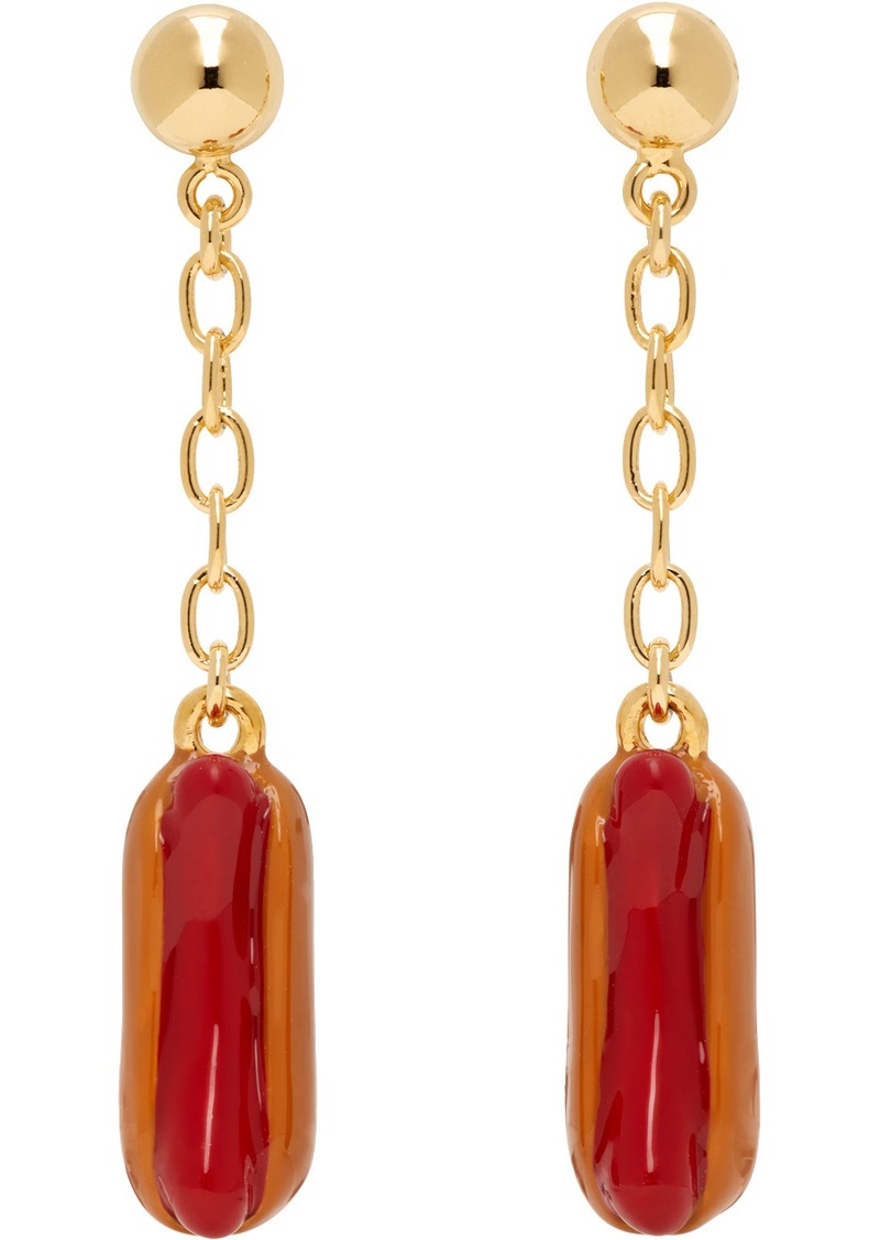 Marni Gold & Orange Enameled Hot Dog Earrings
