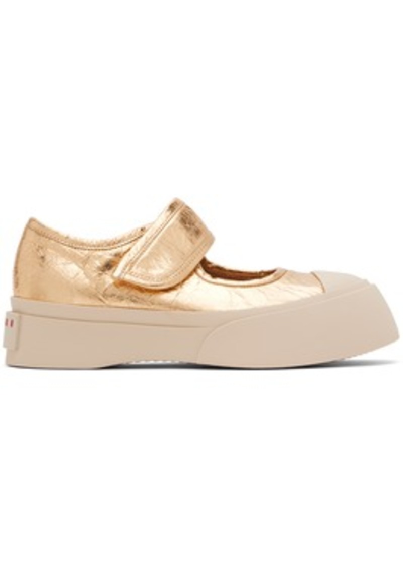 Marni Gold Leather Mary Jane Sneakers