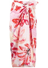Marni clematis print tie-front skirt