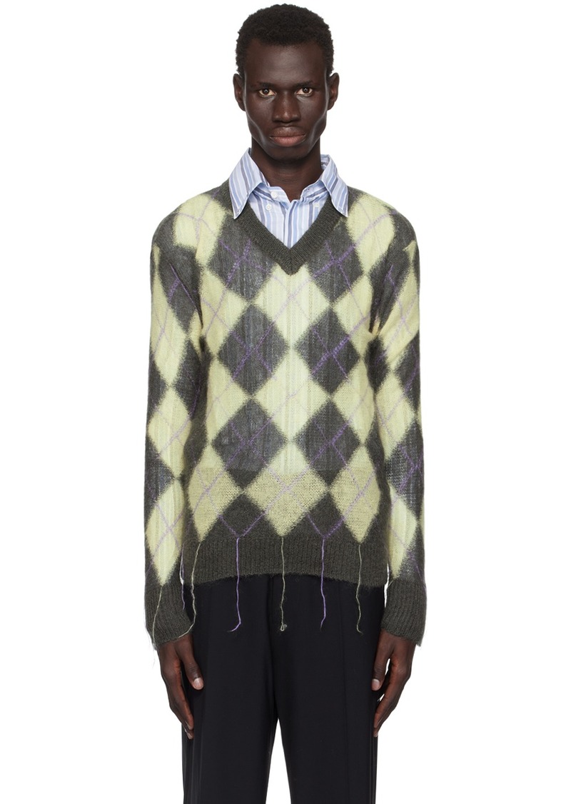 Marni Gray & Yellow Argyle Sweater