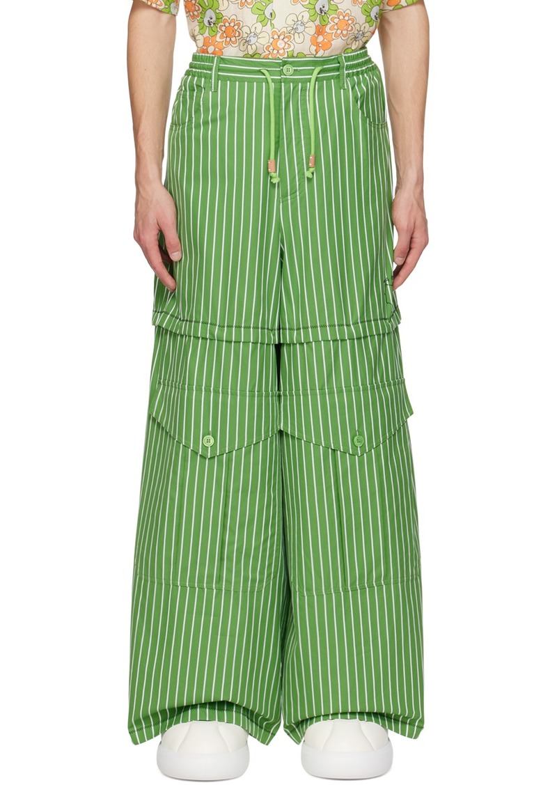 Marni Green Striped Hybrid Cargo Pants