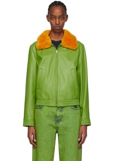 Marni Green Zip Shearling Jacket