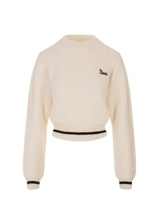 MARNI Ivory Honeycomb Sweater With Logo