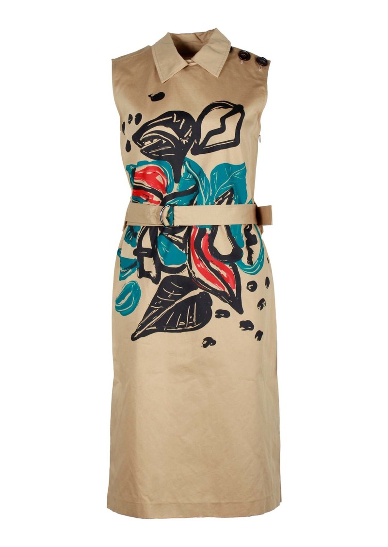 Marni Jungle Liz Print Dress in Khaki Cotton