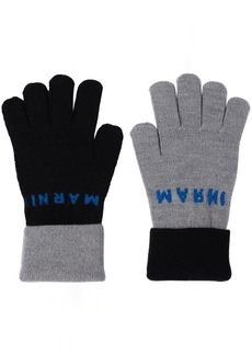 Marni Kids Gray Logo Gloves