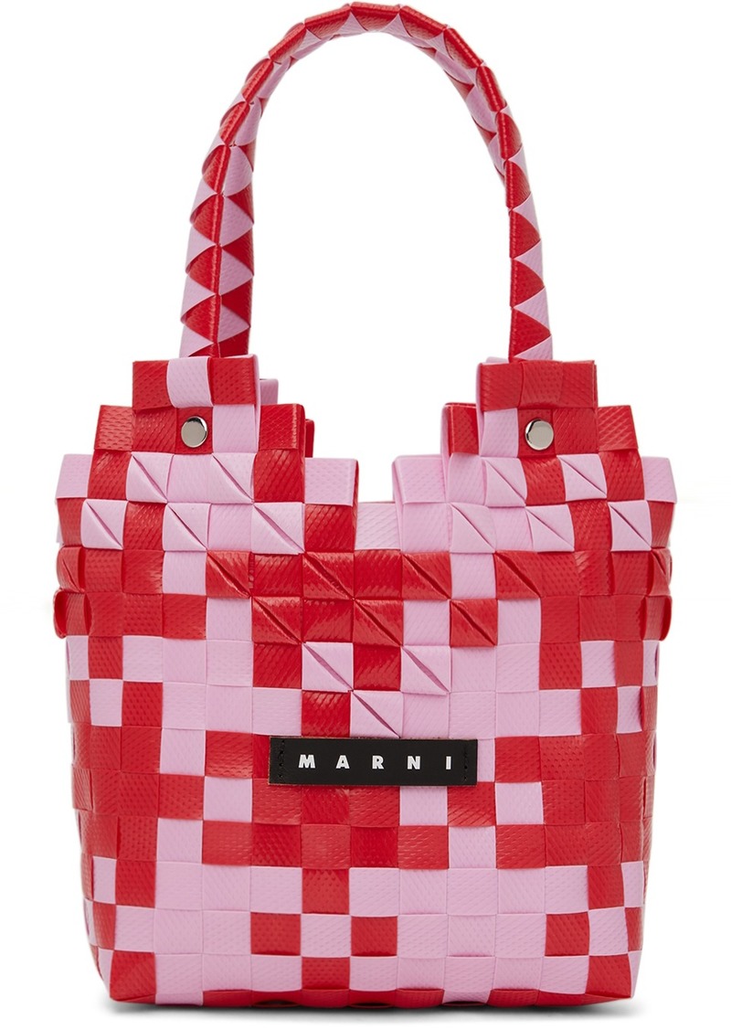 Marni Kids Pink & Red Diamond Basket Tote