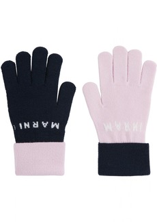 Marni Kids Purple & Navy Logo Gloves