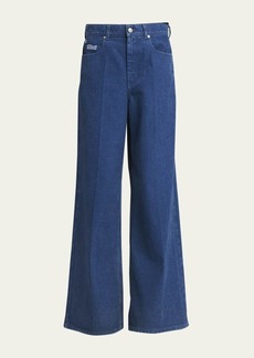 Marni Logo-Embroidered Five-Pocket Wide-Leg Denim Jeans