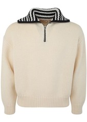 MARNI LONG SLEEVED TURTLE NECK BOXY FIT SWEATER WITH ZIPPER CLOSURE AND NECK STRIPES TWO TONE CLOTHING