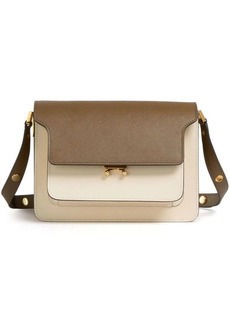 MARNI Medium Trunk Bag In White, Ochre and Brown Leather