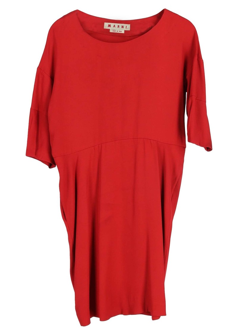 Marni Midi Short Sleeve Dress in Red Cotton