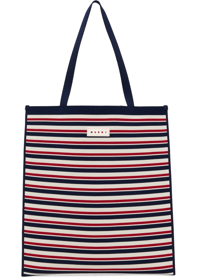 Marni Navy & Red Striped Tote