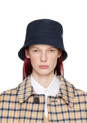 Marni Navy Bio Gabardine Embroidered Logo Bucket Hat