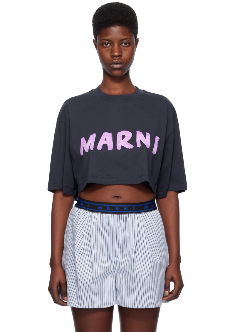 Marni Navy Cropped T-Shirt