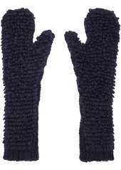 Marni Navy Long Ribbed Mittens