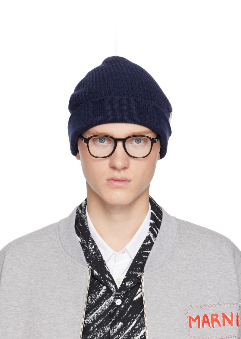 Marni Navy Mending Logo Beanie