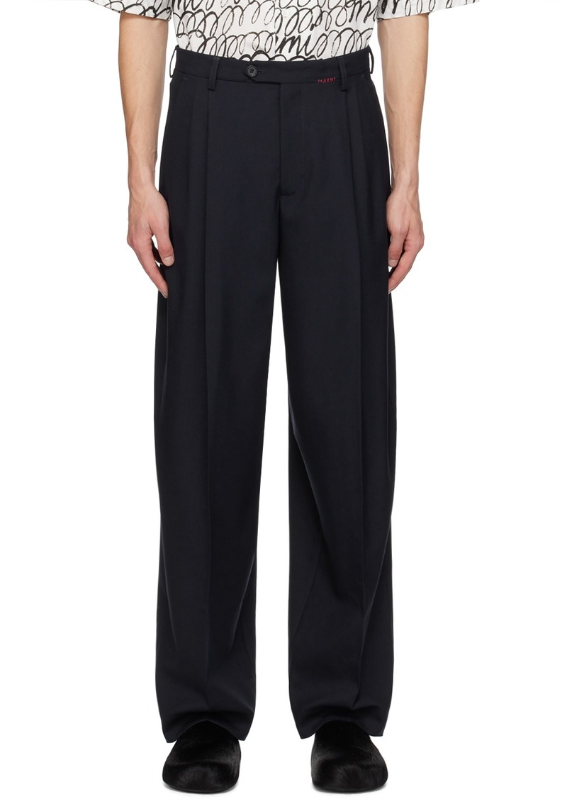 Marni Navy Pleated Trousers