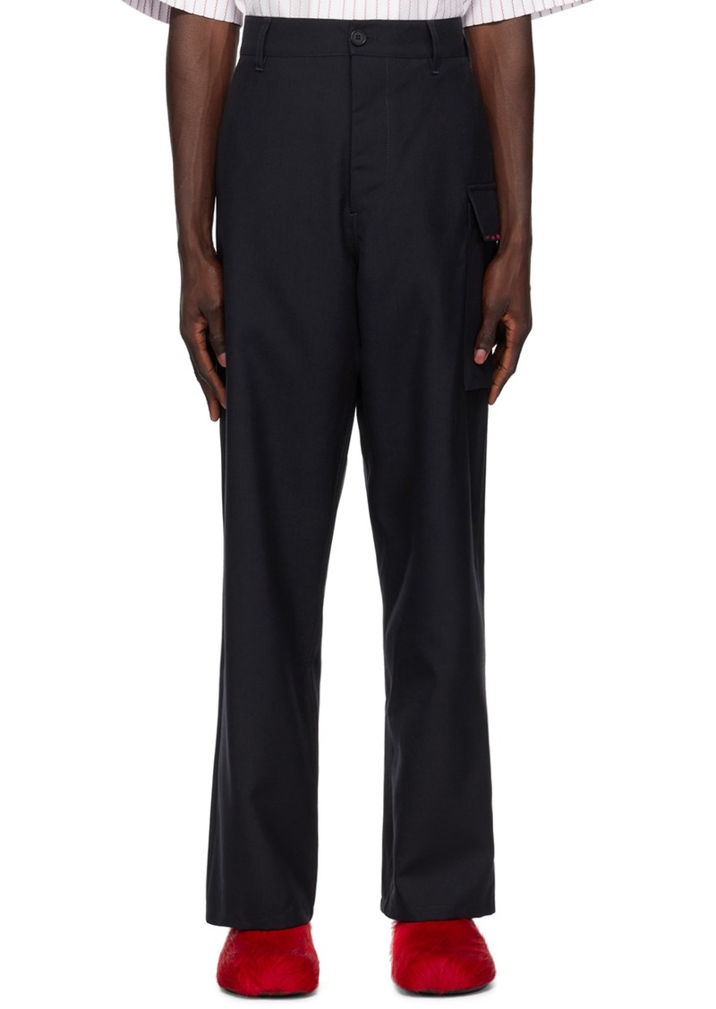 Marni Navy Tropical Wool Trousers