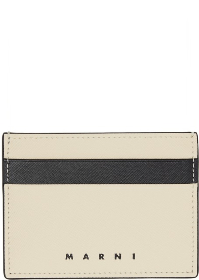 Marni Off-White & Black Saffiano Leather Card Holder