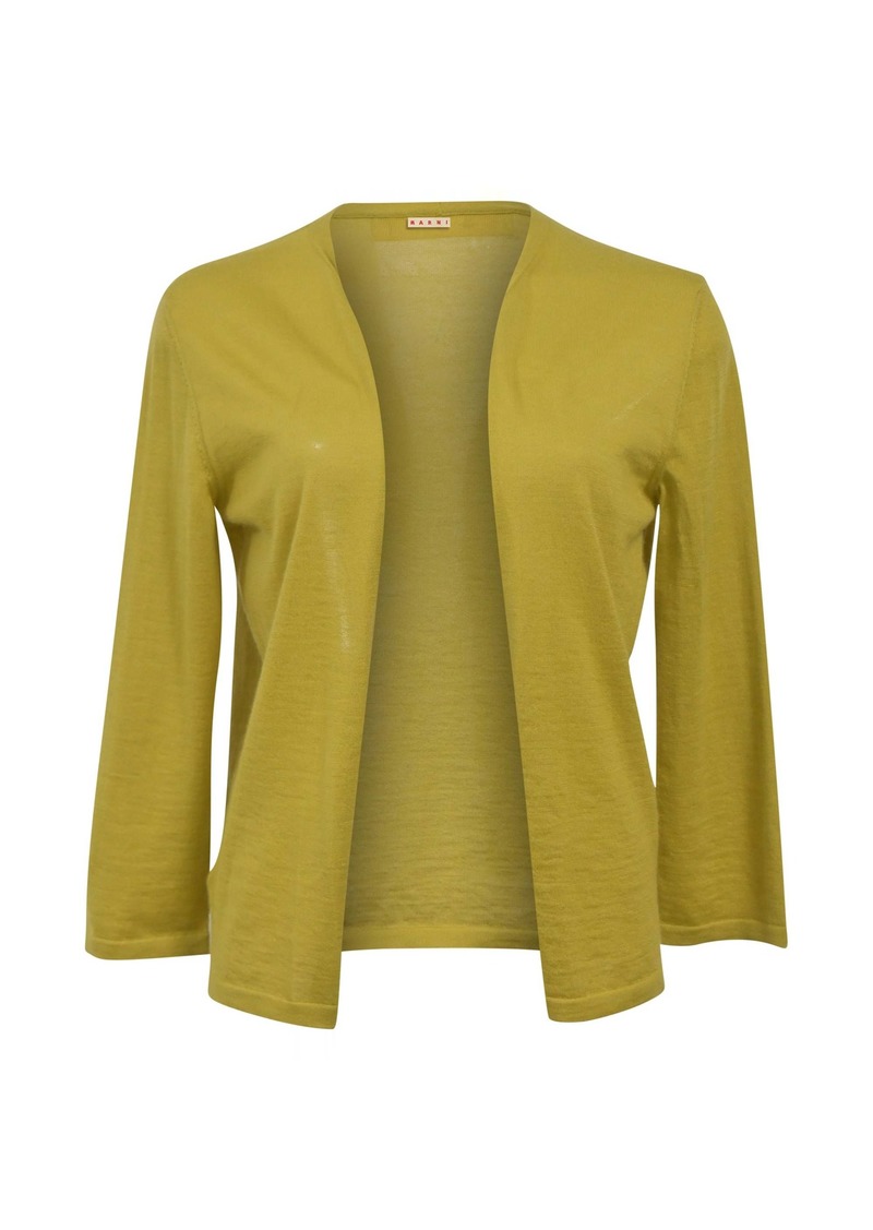 Marni Open-Front Cardigan in Yellow Wool