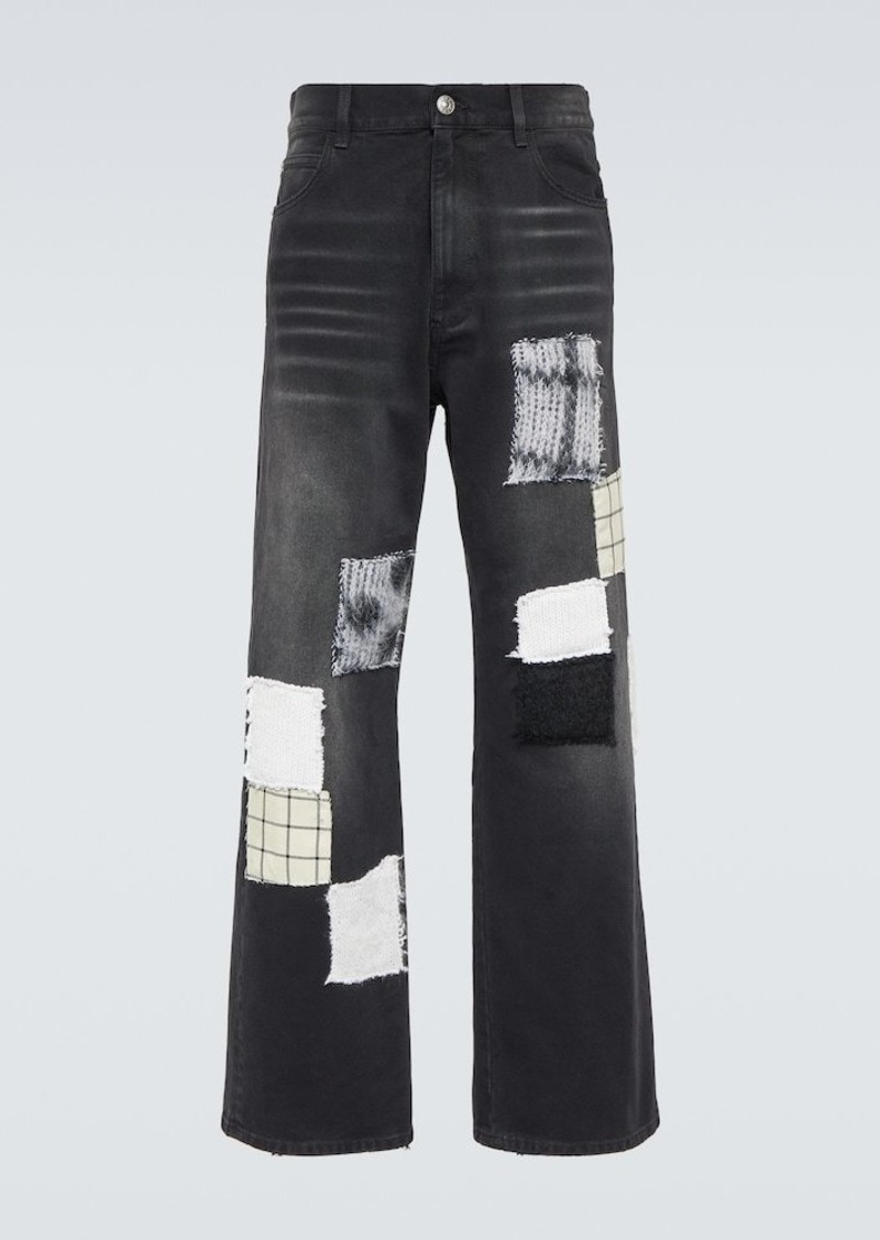 Marni Patch-appliqué wide-leg jeans