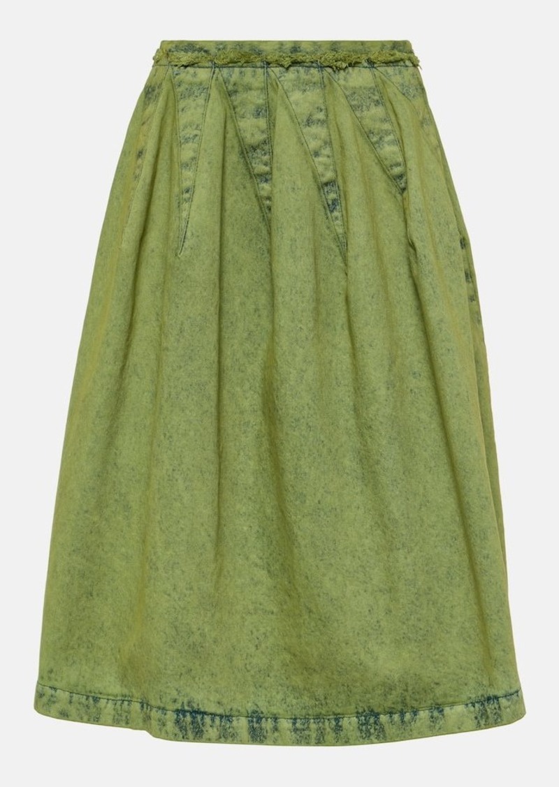 Marni Pleated denim midi skirt