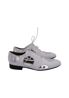Marni Polka Dot Lace Up Oxfords in White and Silver Leather