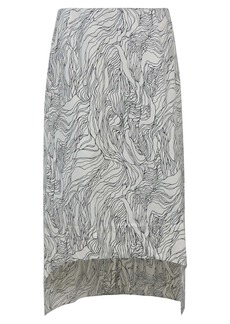 Marni Printed Asymmetric Skirt in Black and White Viscose