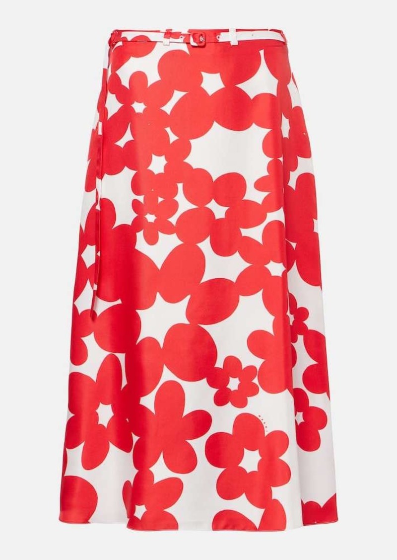 Marni Printed silk midi skirt