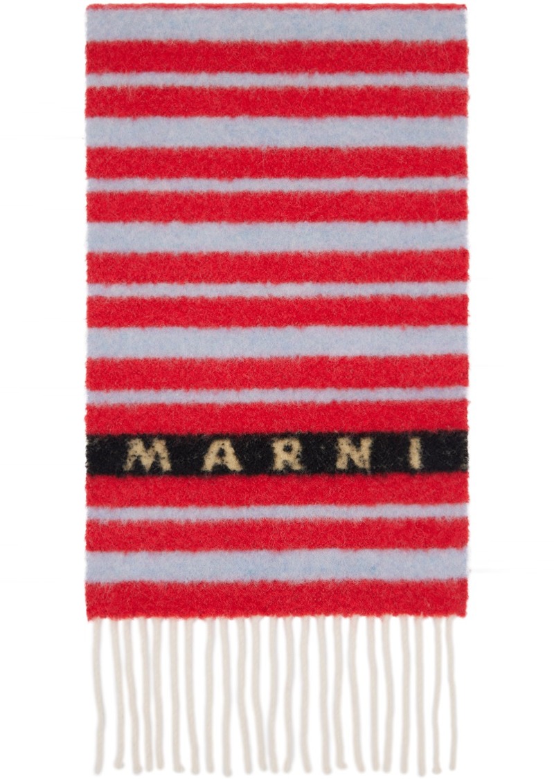 Marni Red & Blue Striped Alpaca Scarf