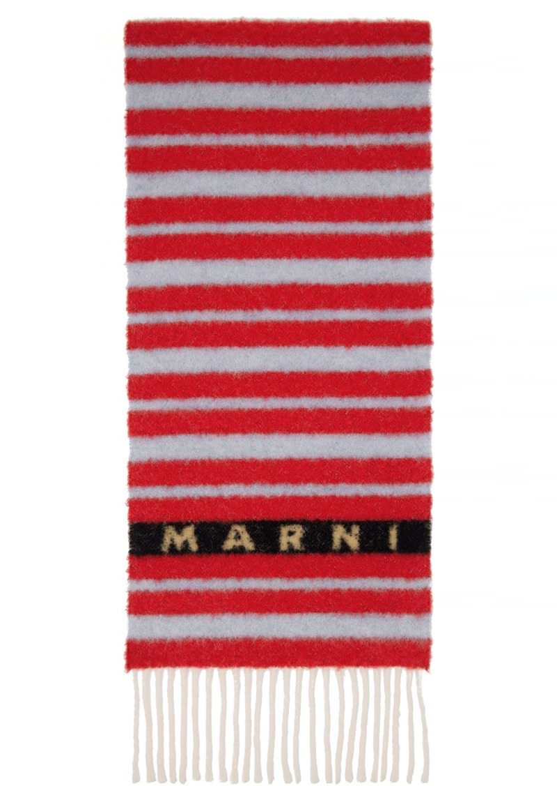 Marni Red & Blue Striped Scarf